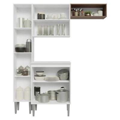 Armário De Cozinha Compacta 156 Cm Emilly Madesa 03 Branco/rustic