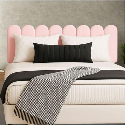 Cabeceira Design Nuvem 60x20cm Queen Size 8 Placas Em Suede Rosa Bebe