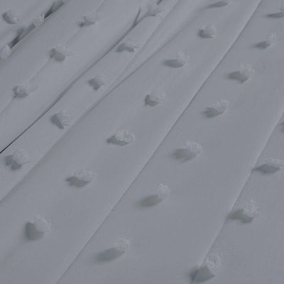 Cobre Leito Colcha Queen Pompom 3 Peças Cinza - 100% Poliéster