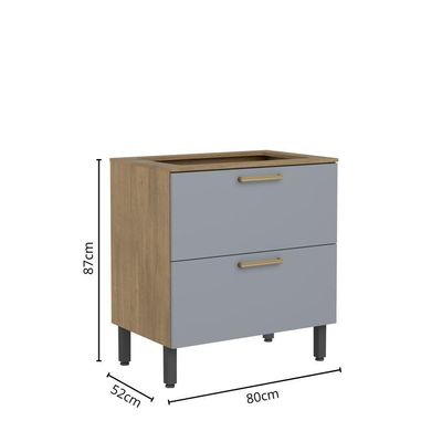 Balcão Para Cooktop 1 Porta 1 Gavetão Grey Sky Axé Bertolini Cinza/carvalho