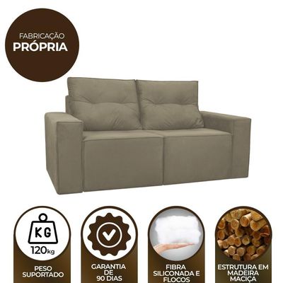 Sofá 1,80 Moderno 2 Lugares Confortável Onix Cappuccino