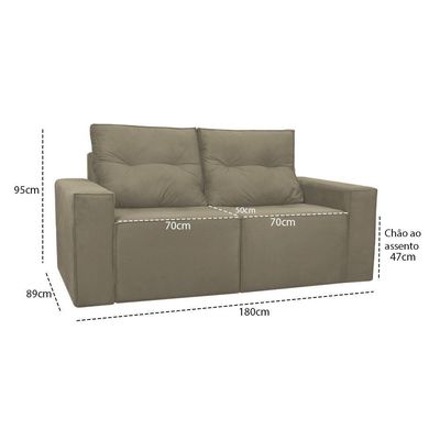 Sofá 1,80 Moderno 2 Lugares Confortável Onix Cappuccino