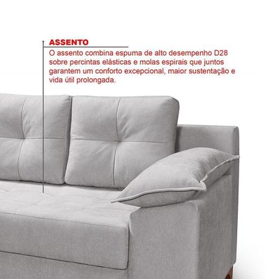 Conjunto Sofá Ibiza 3 E 2 Lugares 2,22m E 1,57m Veludo Confortável Prata 206