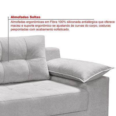 Conjunto Sofá Ibiza 3 E 2 Lugares 2,22m E 1,57m Veludo Confortável Prata 206