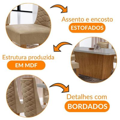 Mesa Para Sala De Jantar Aida Com 6 Cadeiras Safira Moderna Turim 07/off White/imbuia