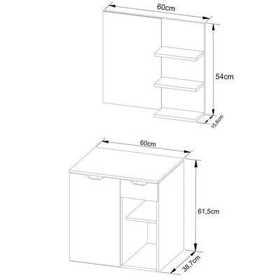 Kit Gabinete E Espelheira De Banheiro 60 Cm Cuba Romana Branco