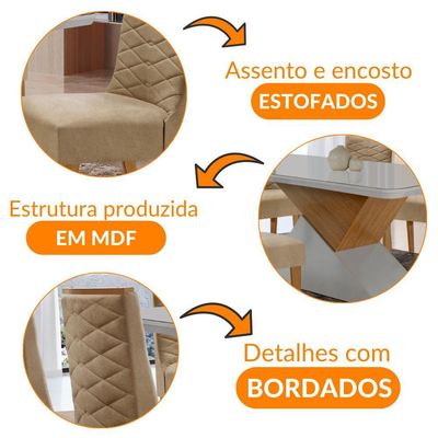 Mesa Sala De Jantar Aster 180cm E 6 Cadeiras Safira Moderna Turim/grafite/imbuia Ripado
