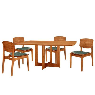 Mesa 120 Laminado Com 4 Cadeiras Malta Gold Moderna Mobília Jade Imbuia Naturale