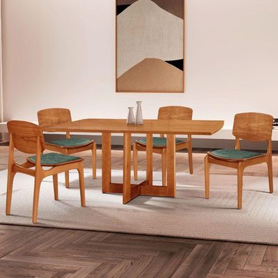 Mesa 120 Laminado Com 4 Cadeiras Malta Gold Moderna Mobília Jade Imbuia Naturale