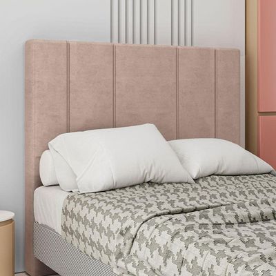 Cabeceira Estofada Casal 140 Cm Rubi Veludo Rose
