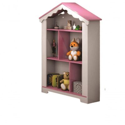 Estante Infantil Casinha Magia Branco Rosa Quarto Decoração