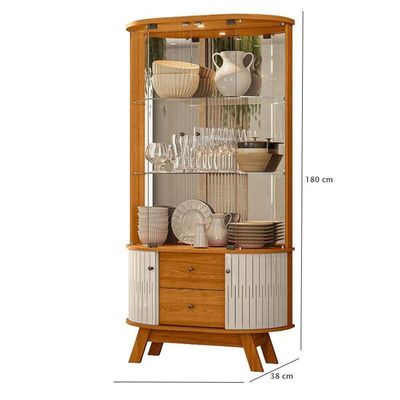 Estante Home Theater Suspenso íris Com Cristaleira Moss Cinamomo Off White – Madetec