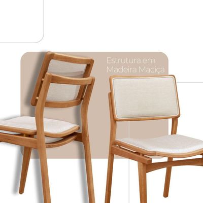 Mesa 120cm Laminado Barril Com 4 Cadeiras Moderna Mobília Linho Off White Imbuia Naturale