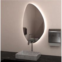 Kit 2 Espelhos Orgânico Com Led Amarelo 60x40 Com Fonte Bivolt Amarelo