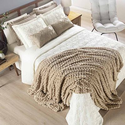 Cobertor Comfy Queen Manta Ultrasoft Alto Relevo Super Macia - Frape - Avelã