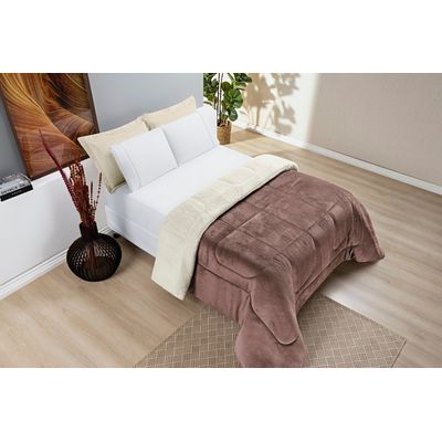 Coberdrom Sherpa e Flannel Everest Solteiro Manta Alta 150g 01 Peça - Rose