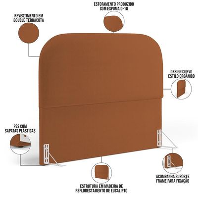 Cabeceira Cama Box Queen 160cm Orgânica Lanna W01 Bouclê Terracota - Lyam Decor