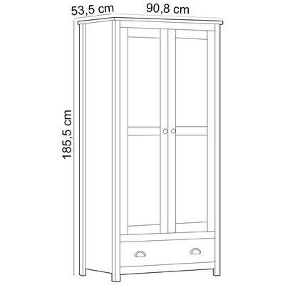 Guarda Roupa Solteiro 2 Portas 1 Gaveta Madeira Maciça Mazzaro F06 Branco Freijó - Lyam Decor
