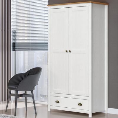 Guarda Roupa Solteiro 2 Portas 1 Gaveta Madeira Maciça Mazzaro F06 Branco Freijó - Lyam Decor