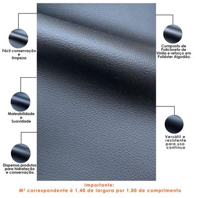 Tecido Sintético Facto Preto Para Poltrona Cabeceira Estofados Decoração T02 Metro - Lyam Decor