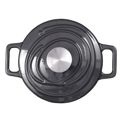 Caçarola de Ferro Fundido Esmaltado Oxford Aroma Cinza 24cm Para Fogão Indução