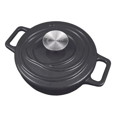 Caçarola de Ferro Fundido Esmaltado Oxford Aroma Cinza 24cm Para Fogão Indução
