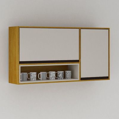 Armário De Cozinha Nala Aéreo Porta Condiment Mobilihouse Cinamomo/off White
