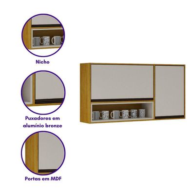 Armário De Cozinha Nala Aéreo Porta Condiment Mobilihouse Cinamomo/off White