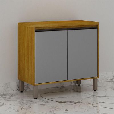 Balcão De Cozinha Nala 2 Portas Pés Reguláveis Mobilihouse Cinamomo/cinza Acetinado