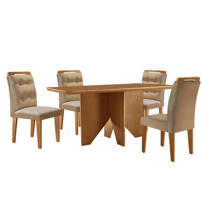 Mesa Evora 120 Mdf Canto Copo E Com 4 Cadeiras Carol Turim 07 Naturalle