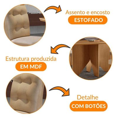 Mesa Evora 120 Mdf Canto Copo E Com 4 Cadeiras Carol Turim 07 Naturalle