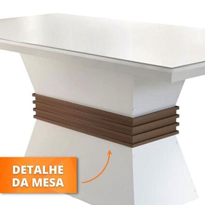 Sala De Jantar Lucy Com 4 Cadeiras Grécia Rufato Off White Imbuia Veludo Creme