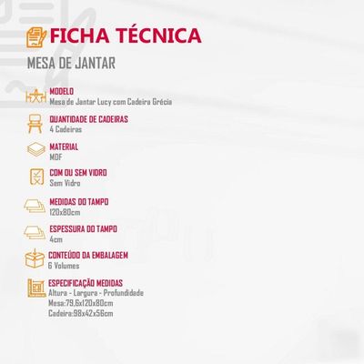 Sala De Jantar Lucy Com 4 Cadeiras Grécia Rufato Off White Imbuia Veludo Creme