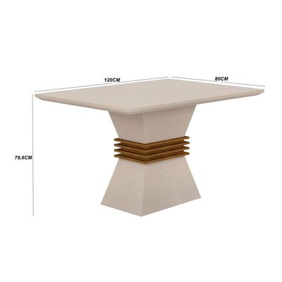Sala De Jantar Lucy Com 4 Cadeiras Grécia Rufato Off White Imbuia Veludo Creme