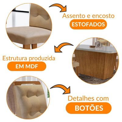 Mesa Aida 180cm Com 6 Cadeiras Carol Moderna Mobília Turim 07/off White/imbuia