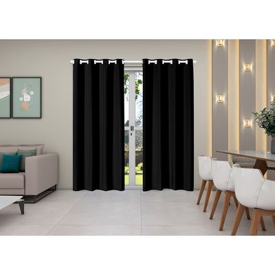 Cortina Isa Varão Tecido Oxford 4,00m x 2,50m p/ Janela Sala Quarto - Preto