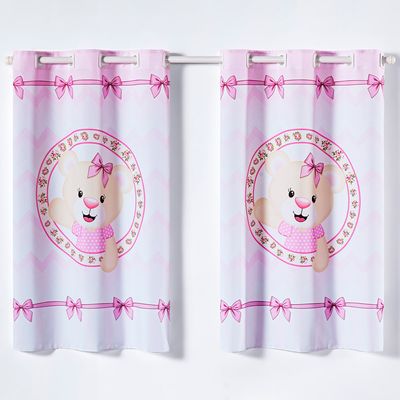Cortina Kids Infantil Varão Tecido Oxford 2,00m X 1,30m - Ursinha Rosa