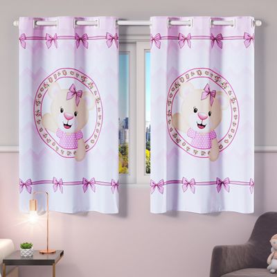 Cortina Kids Infantil Varão Tecido Oxford 2,00m X 1,30m - Ursinha Rosa