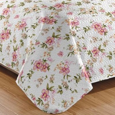 Kit Cobre Leito Colcha Casa Scarpa Mix Queen Estampado Dupla Face Floral 3 Peças - Nádia