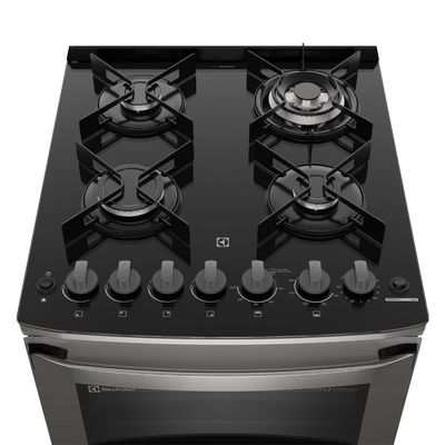 Fogão 4 bocas Electrolux Cinza Experience com Mesa de Vidro, Duplo Forno e PerfectCook360 (FE4DC) 220V