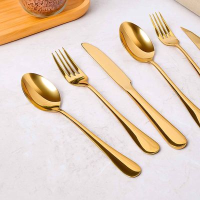 Faca de Sobremesa Dourado Ouro Talheres Inox Buffet Jogo 6un
