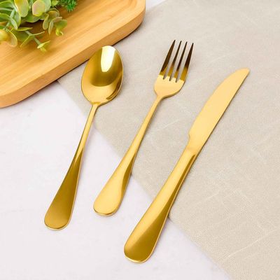 Faca de Sobremesa Dourado Ouro Talheres Inox Buffet Jogo 6un