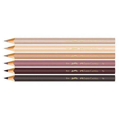 Lápis De Cor Ecolápis 125006cc Jumbo 6 Cores Tons De Pele - Faber Castell