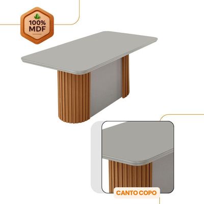 Mesa Jantar Aspen Tampo Mdf Vidro 6 Cadeiras Eloise Moderna Veludo Capuccino Off White Naturale