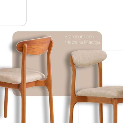 Mesa 135cm Laminado Com 4 Cadeiras Noronha Moderna Milano Imbuia Naturale