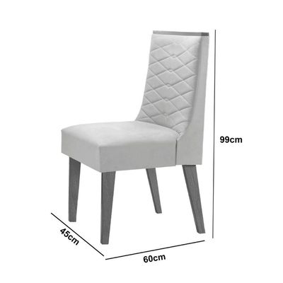 Mesa Para Sala De Jantar Aida Com 6 Cadeiras Safira Moderna Veludo Creme/off White/imbuia