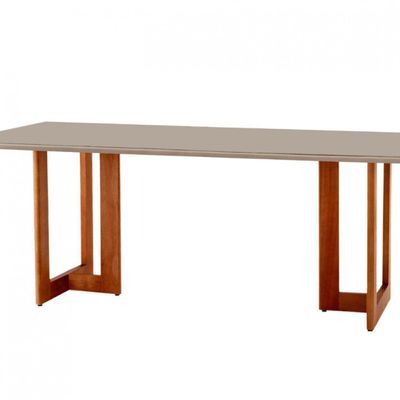Mesa Para Sala De Jantar Patros 180cm Moderna Mobília Cinamomo Imbuia/champanhe