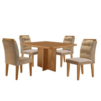 Mesa Olimpia 90 Mdf Canto Copo E Com 4 Cadeiras Carol Turim 07 Naturalle