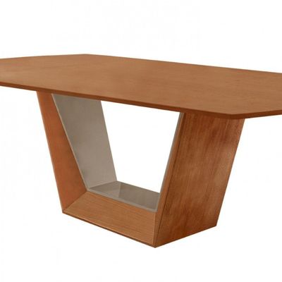 Mesa Para Sala De Jantar Rubi 220cm Moderna Mobília Cinamomo Com Champanhe-cinamomo Imbuia