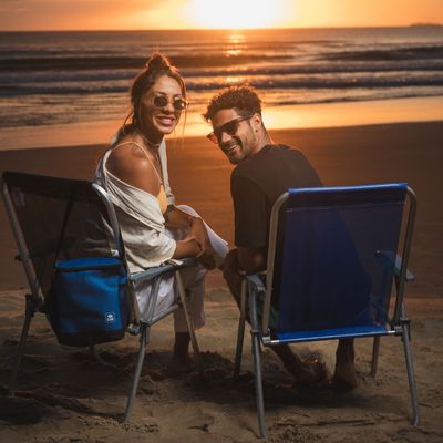 Cadeira de Praia Relax Comfort Alta em Aluminio Preta Bel Único